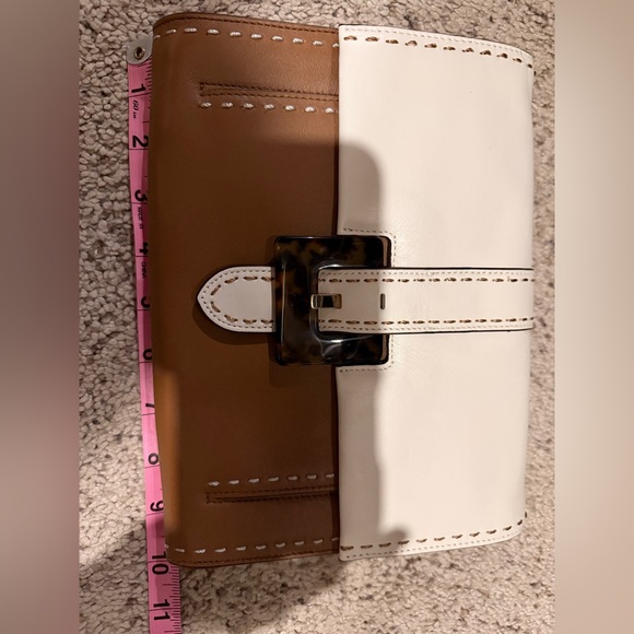 Lauren Ralph Lauren White and Brown Shoulder /Clutch Bag - Picture 11 of 13